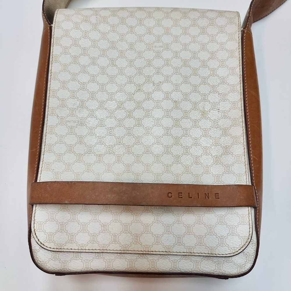 Celine White and Brown Messenger Bag - Picture 4 of 12